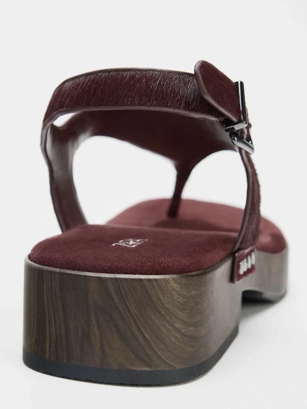 Zara Leather Strap Sandals With Rivets Burgundy Red Platform Sheep Skin Size 10 - Picture 5 of 15